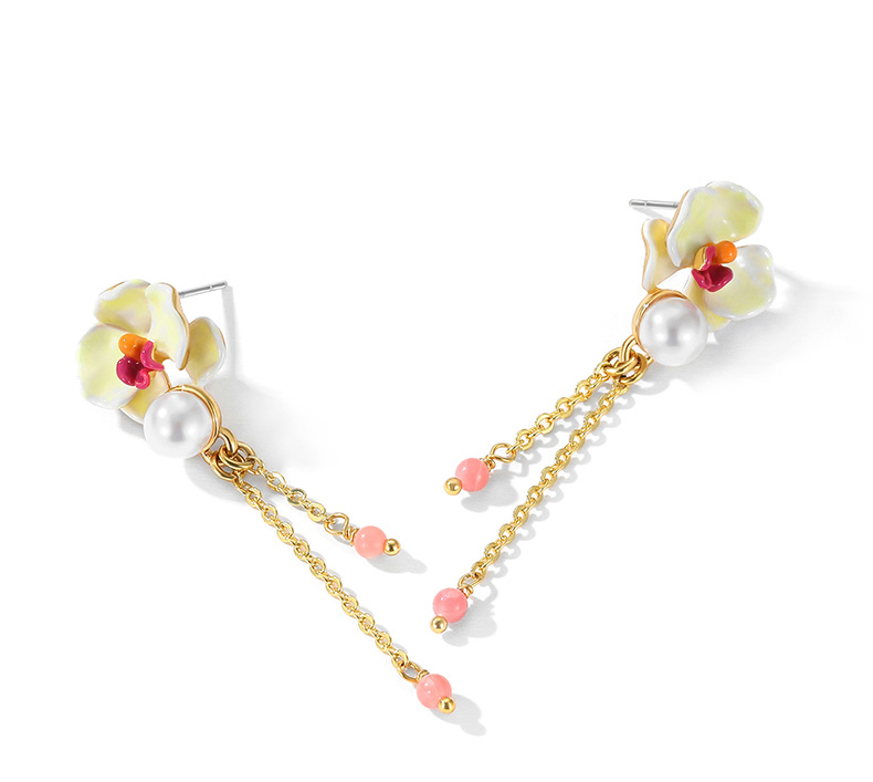 Red Rose Flower And Pearl Enamel Think Bracelet Jewelry Gift