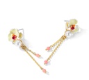Red Rose Flower And Pearl Enamel Think Bracelet Jewelry Gift