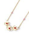 Yellow Red Orange Pansy Flower Pearl Enamel Necklace
