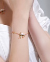 Purple Apricot Flower And Crystal Enamel Ring Jewelry Gift