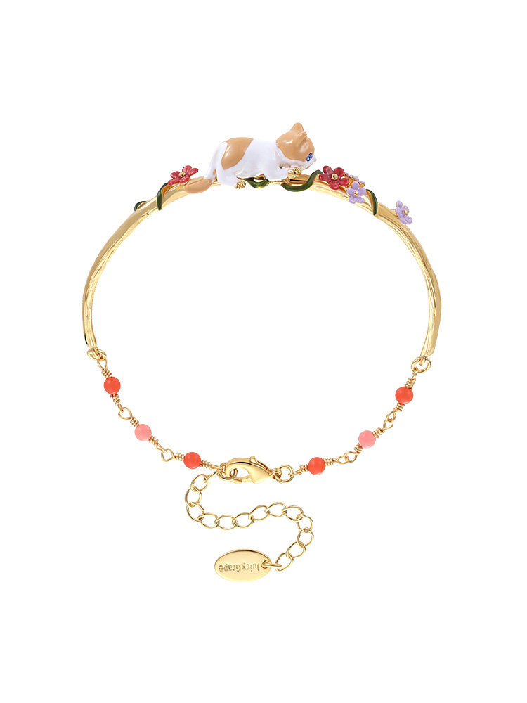 Pink Flower Bud With Pearl Enamel Adjustable Ring Jewelry Gift