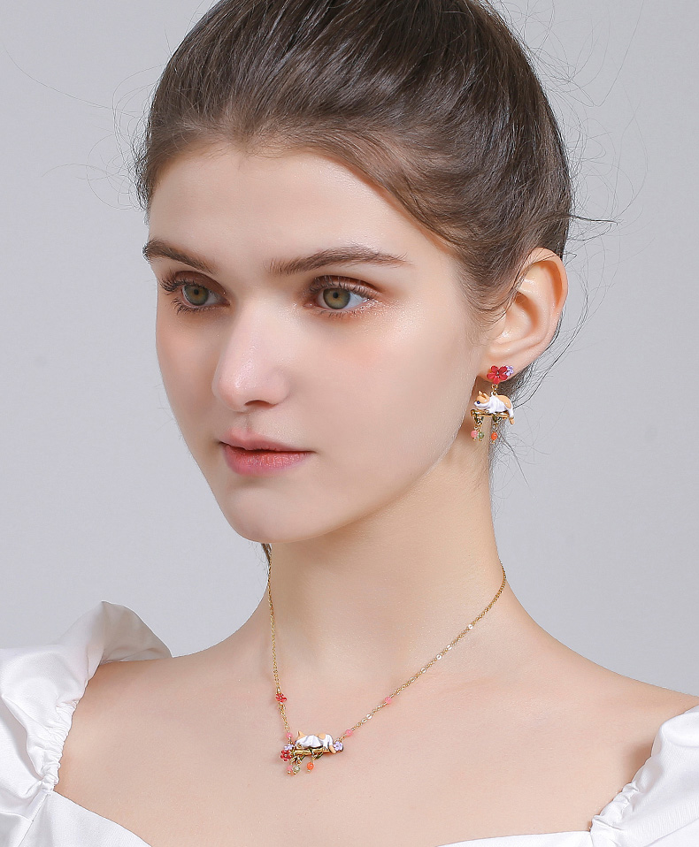 Colorful Bird Yellow Flower Long Tassel Enamel Dangle Earrings Jewelry Gift