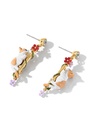 Owl And Pink Cherry Blossom Flower Tassel Enamel Earrings Jewelry Gift