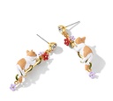 Owl And Pink Cherry Blossom Flower Tassel Enamel Earrings Jewelry Gift