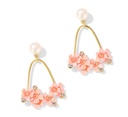 Pink Peony Apricot Flower Butterfly And Crystal Enamel Stud Earrings Jewelry Gift