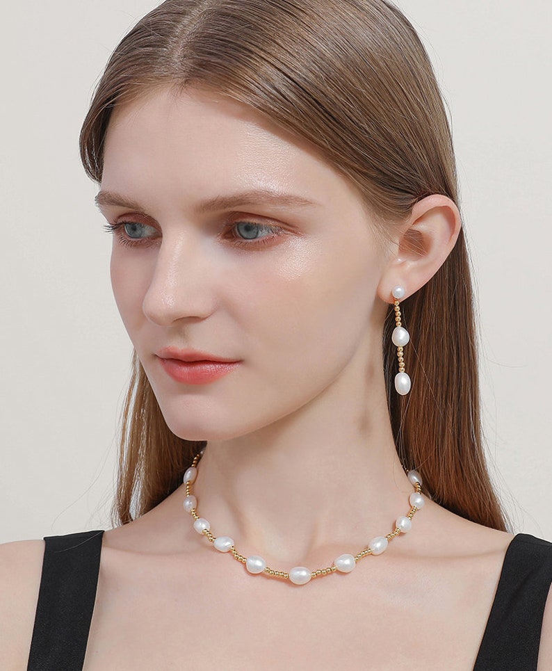 Baroque Freshwater Pearl Dangle Earrings Jewelry Gift