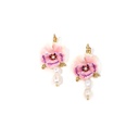Purple Pink Flower And Crystal Enamel Adjustable Ring Jewelry Gift