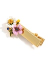 Purple Pink Flower And Crystal C Shape Enamel Stud Earrings Jewelry Gift
