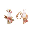 Rabbit and Chain Asymmetrical Stud/Clip Earrings