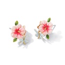 Plant Gold Plated Metal Sheet Enamel Dangle Earrings Jewelry Gift
