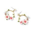 Plant Gold Plated Metal Sheet Enamel Dangle Earrings Jewelry Gift