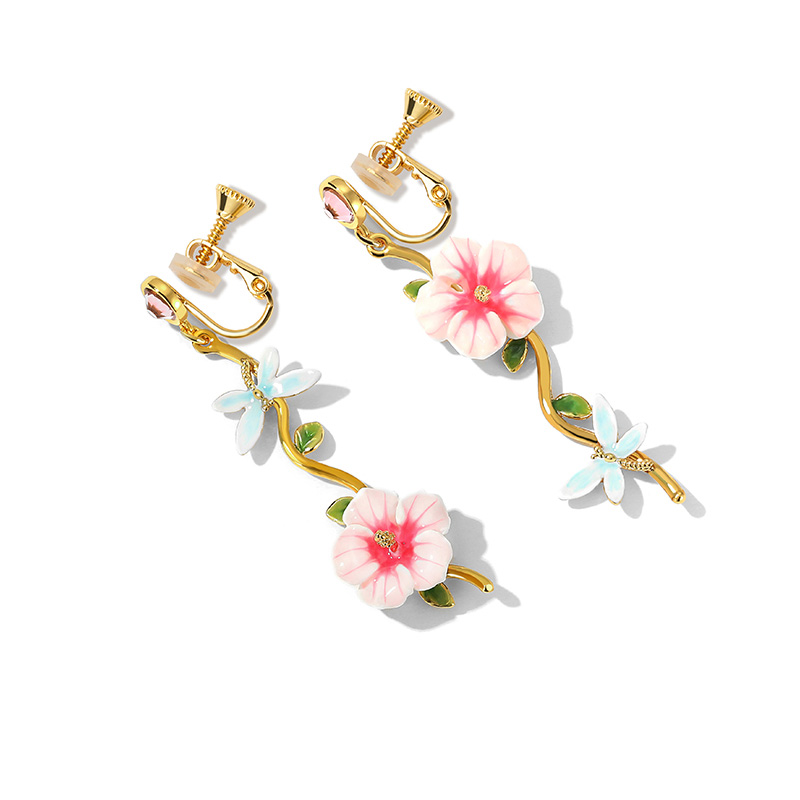 Hummingbird Green Bird And Stone Enamel Stud Earrings Jewelry Gift