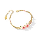 Pink Flower And Dragonfly Crystal Pearl Enamel Bracelet