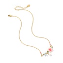 Pink Flower And Dragonfly Crystal Pearl Enamel Pendant Necklace Jewelry Gift