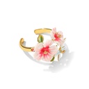 Pink Flower And Dragonfly Enamel Adjustable Ring Jewelry Gift