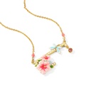 Pink Flower Camellia And Crystal Enamel Adjustable Ring Jewelry Gift
