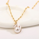White Cat Kitten Kitty On Pearl Enamel Pendant Necklace Jewelry Gift