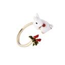 Enamel Glaze Cute little White Rabbit Ring Gilded Opening Adjustable Ring