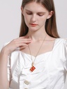 Red Luggage With Crystal Enamel Pendant Necklace With Two Chains Jewelry Gift