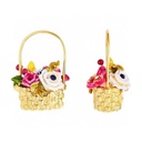 Flower Basket Enamel Hook Earrings Jewelry Gift