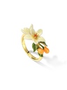 Orange Blossom Flower Kumquat Enamel Adjustable Ring Jewelry Gift