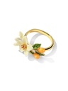 Orange Blossom Flower Kumquat Enamel Adjustable Ring Jewelry Gift