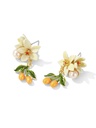 Orange Blossom Flower Kumquat Pearl Enamel Dangle Earrings