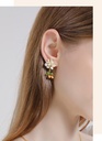 Pink White Rose Flower Petal And Crystal Enamel Dangle Earrings Jewe;ry Gift
