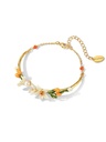 Orange Blossom Flower Kumquat Pearl Enamel Bracelet Jewelry Gift