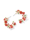 Pink Red Flower C Shape Enamel Stud Earrings Jewelry Gift