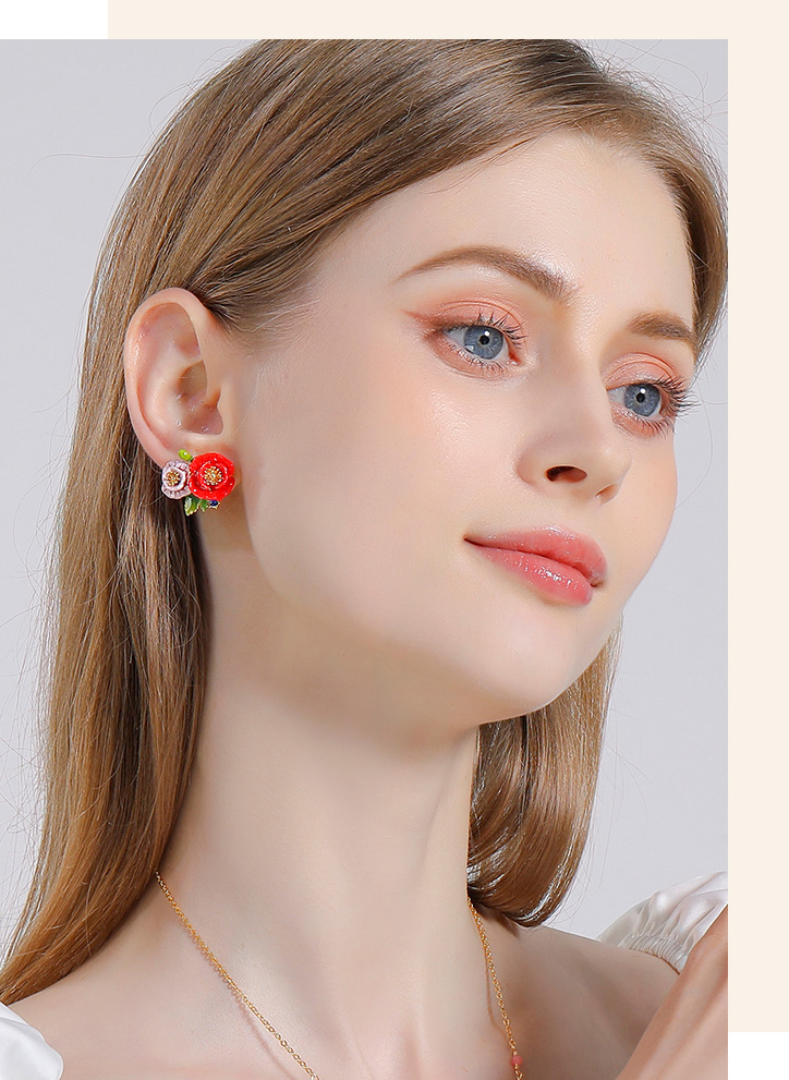 Cat Kitty Kitten Red Heart Enamel Dangle Earrings Jewelry Gift