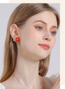 Cat Kitty Kitten Red Heart Enamel Dangle Earrings Jewelry Gift