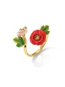 Cat Kitty Kitten Red Heart Enamel Adjustable Ring