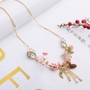 Enamel Glaze Flower Gold Plated Tassel Necklace