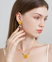 Peacock Feather Shape Green Blue Color Enamel Tassel Earrings