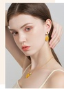 Yellow Sunflower And Bee Crystal Enamel Dangle Earrings