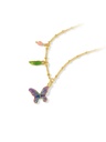 Butterfly And Leaf Enamel Pendant Necklace Jewelry Gift