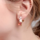 Strawberry White Flower Enamel Dangle Earrings Jewelry Gift