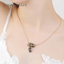 Enamel Glazed Big Eyes Spider Clavicle Chain Necklace 18K Gold Plated