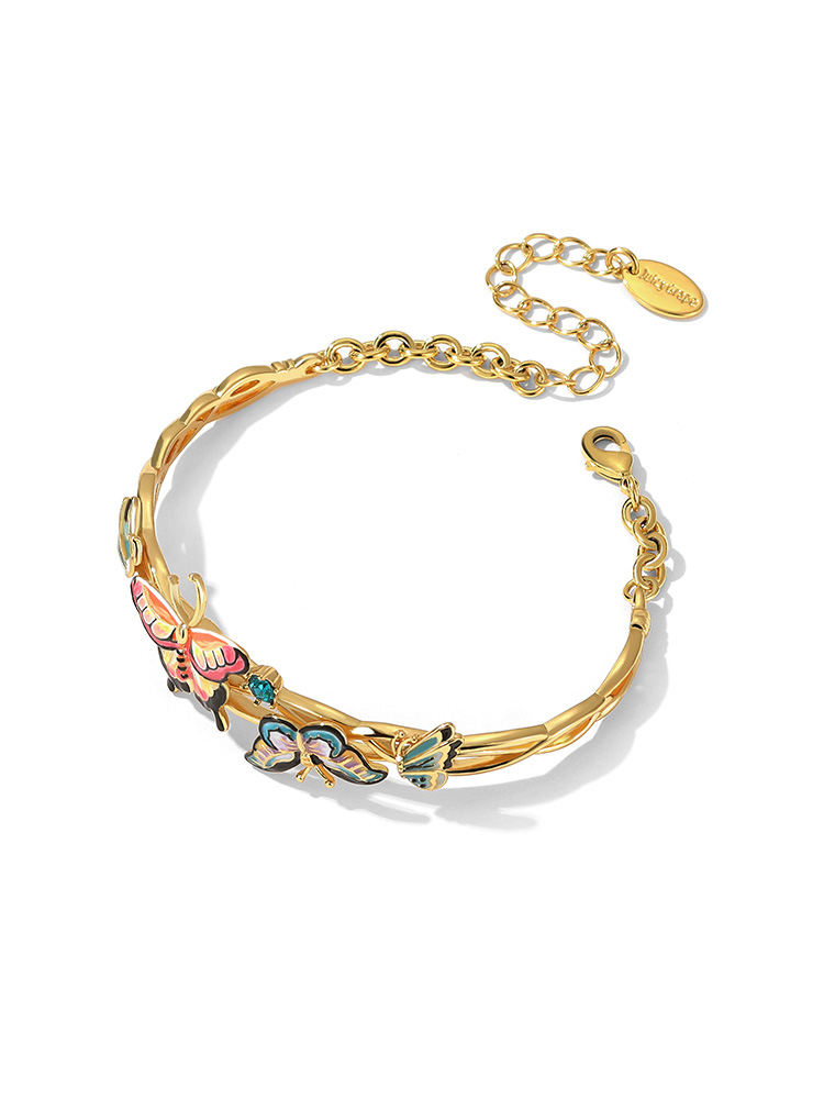 Colorful Butterfly Enamel Cuff Bangle Bracelet Jewelry Gift