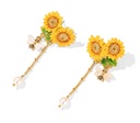 Yellow Sunflower And Bee Enamel Dangle Tassel Earrings Jewelry Gift