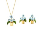 Blue Flower And Crystal Enamel Stud Earring Jewelry Gift