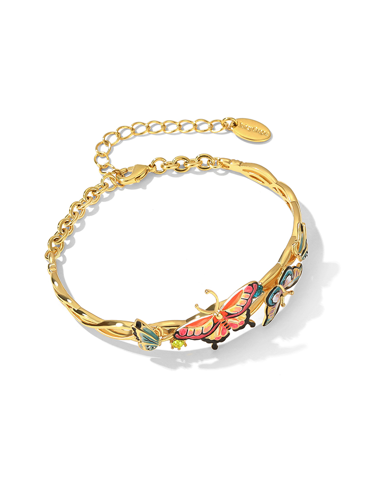 Colorful Flower And Crystal Enamel Adjustable Ring Jewelry Gift