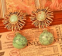 Drop Shape Stone Retro Vintage Dangle Earrings