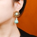 Light Yellow White Red Flower And Pearl Enamel Stud Earrings
