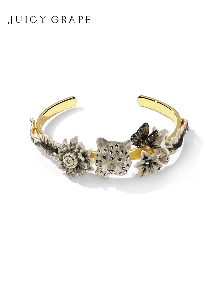 Leopard Crystal Dangle Earrings Christmas Gift 24K Gold