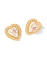 Butterfly Heart Pearl Enamel Stud Earrings