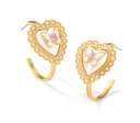 Butterfly Heart Pearl Enamel C Shape Enamel Earrings Jewelry Gift