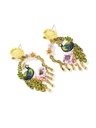 Yellow Red Orange Pansy Flower Pearl Enamel Necklace