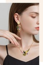 Yellow Red Orange Pansy Flower Pearl Enamel Necklace